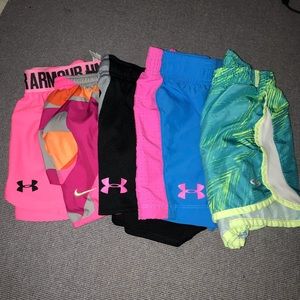 5 pack of Nike under armor and champion shorts
